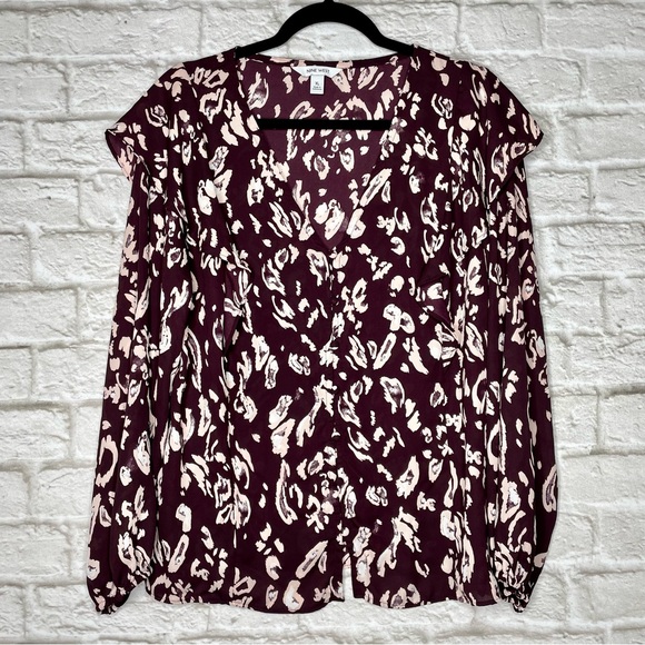 Nine West V-Neck Ruffle Blouse Women’s XL Pink Long Sleeve Button Up Career - Picture 4 of 7